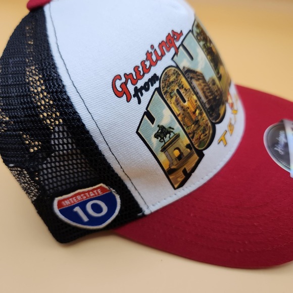 Houston Texas Hat Cap‎ Snap Back One Size Red White Black Trucker Greetings Mens - Picture 5 of 10